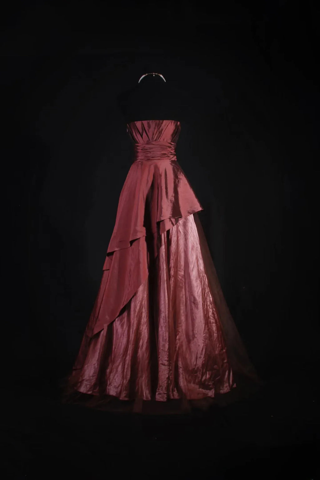 Regal A-Line Strapless Asymmetrical Layered Floor-Length Evening Gown