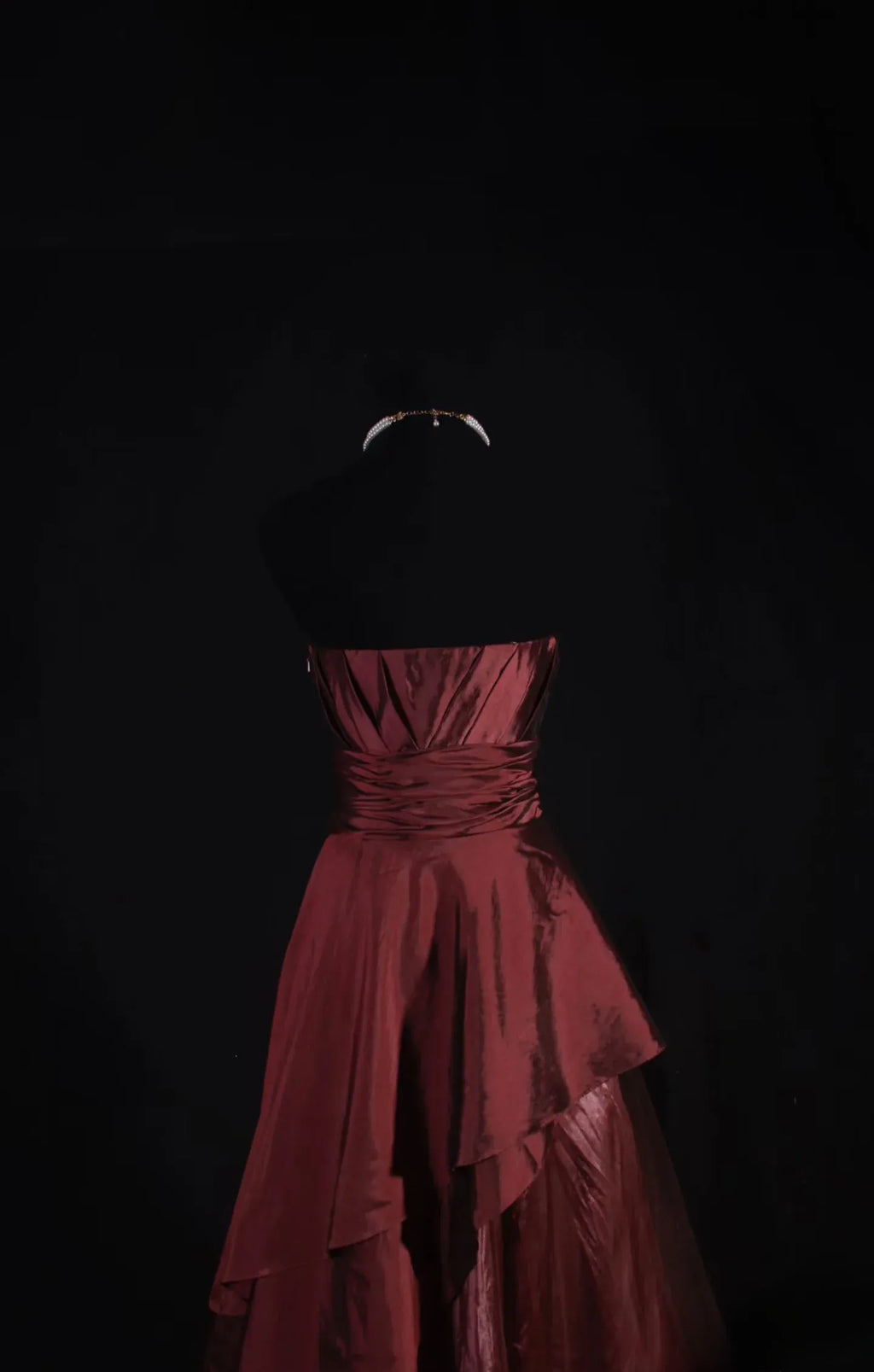 Regal A-Line Strapless Asymmetrical Layered Floor-Length Evening Gown