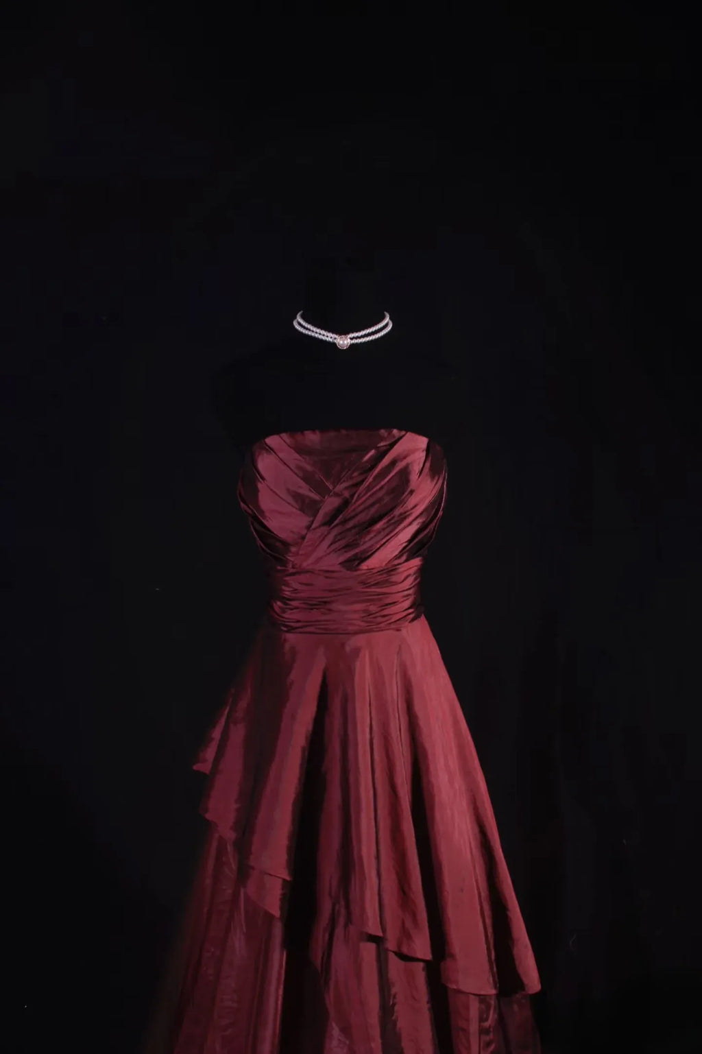 Regal A-Line Strapless Asymmetrical Layered Floor-Length Evening Gown