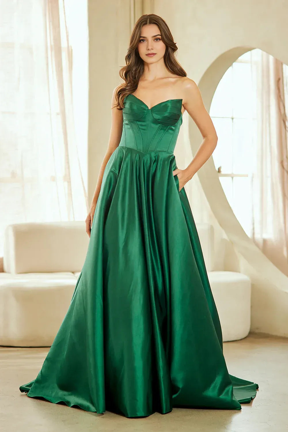 Regal Ball Gown Sweetheart Strapless Lace Up Back Floor Length Prom Dress