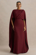 Regal Mermaid Boat Neck Cape Sleeve Keyhole Back Floor Length Evening Dress