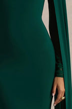 Regal Mermaid Crew Neck Cape Sleeve Zipper Back Floor Length Evening Dress