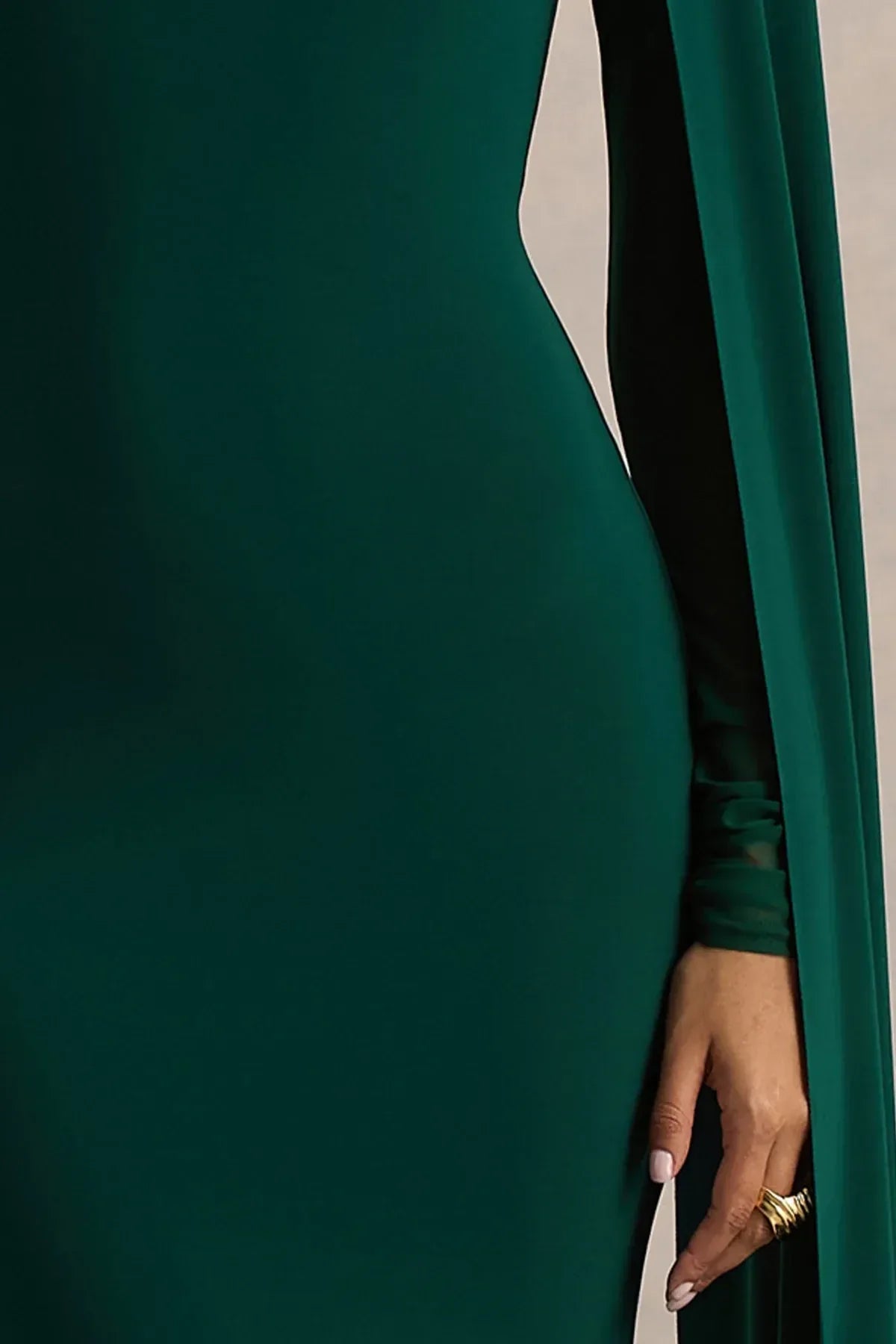 Regal Mermaid Crew Neck Cape Sleeve Zipper Back Floor Length Evening Dress