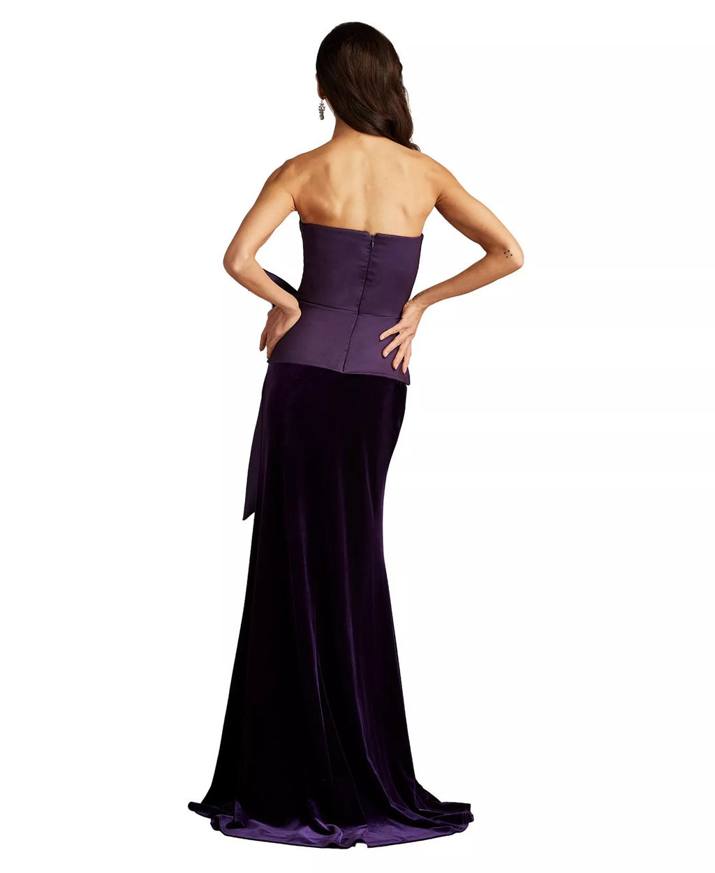 Regal Mermaid Strapless Bow Accent Open Back Floor Length For Adults Prom Dress