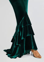 Regal Mermaid Strapless Sleeveless Ruffled Hem Floor Length Plus Size Evening Dress