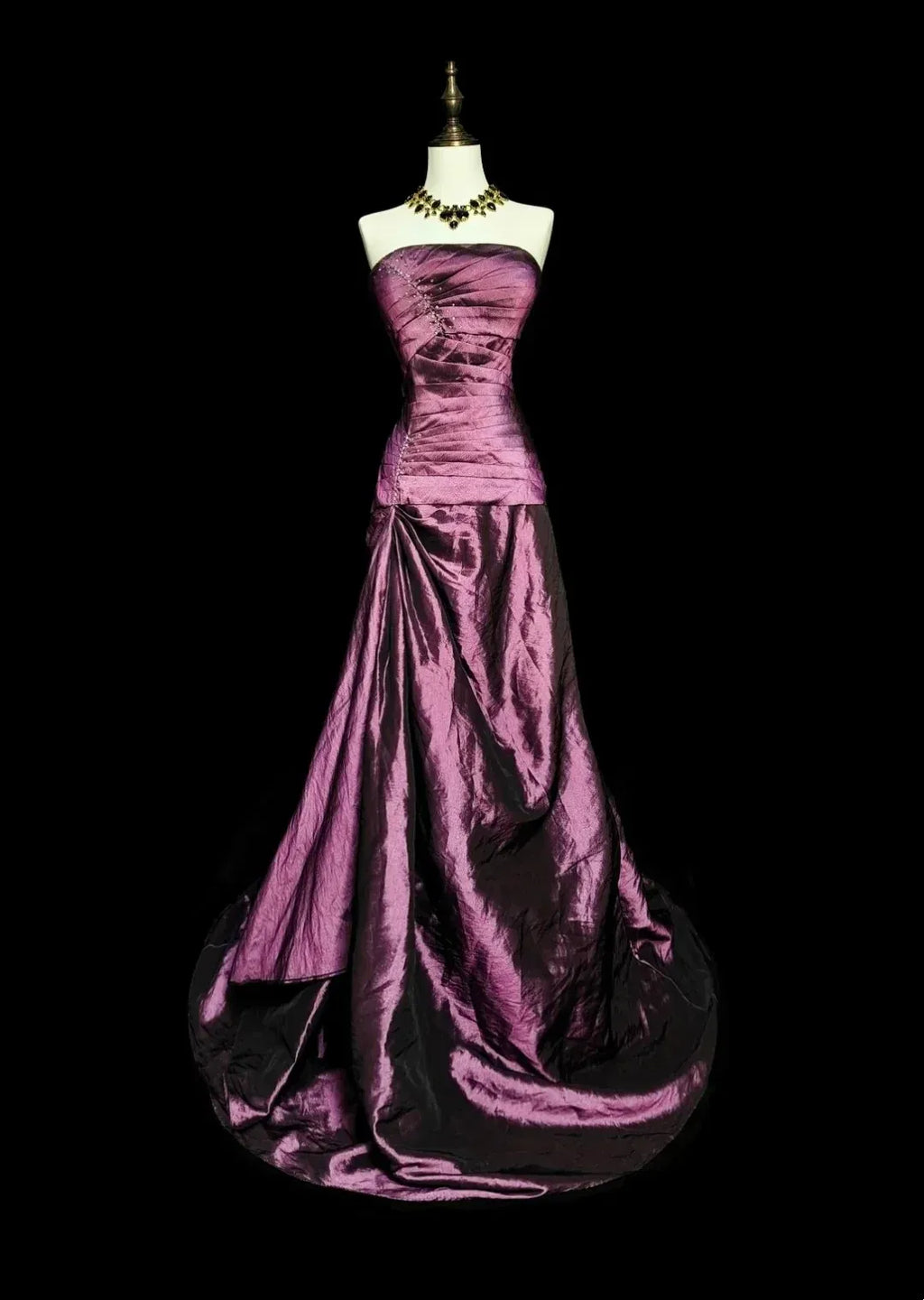 Regal Mermaid Strapless Sleeveless Zip Back Floor-Length Banquet Dress