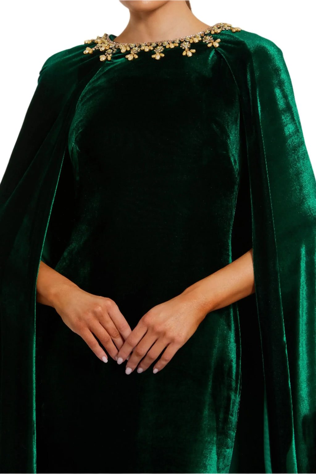 Regal Sheath Jewel Neck Cape Sleeve Zipper Back Floor Length Evening Dress
