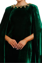 Regal Sheath Jewel Neck Cape Sleeve Zipper Back Floor Length Evening Dress