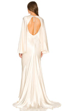 Regal Sheath Plunge V Neck Bell Sleeve Cutout Back Floor Length Evening Dress