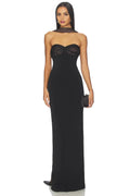 Regal Sheath Strapless Sleeveless Draped Back Floor Length Evening Dress