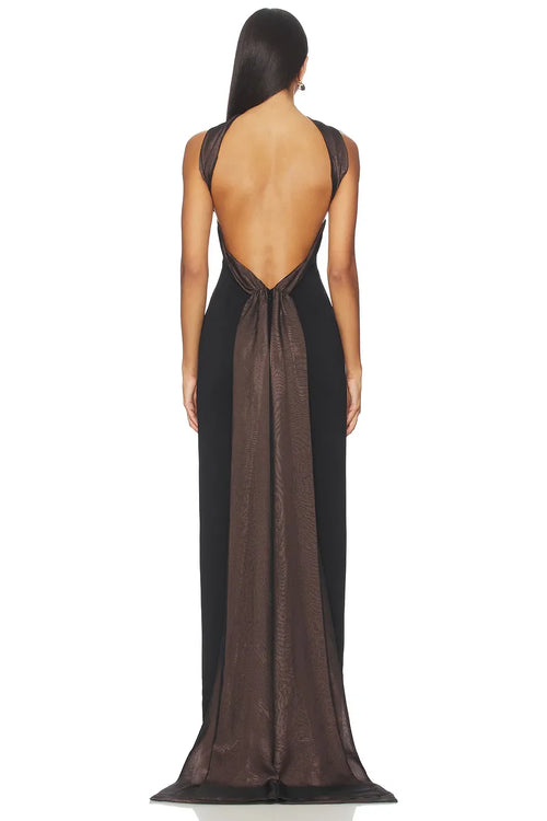 Robe de Soirée Fourreau Longueur Ras du Sol sans Bretelles sans Manches avec Dos Drapé Royale