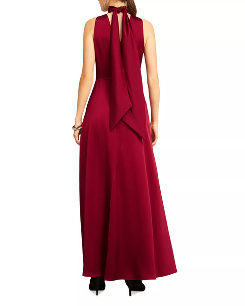 Rich A Line Turtleneck Sleeveless Tie Back Floor Length Hot Sale Prom Dress