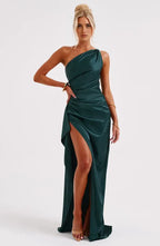 Rich Mermaid One Shoulder Sleeveless Adjustable Strap Floor Length For Women Evening Dress