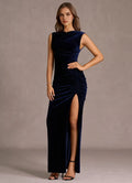 Rich Sheath Cowl Neck Sleeveless Keyhole Back Floor Length Hot sale Prom Dress