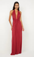 Rich Sheath Halter Neck Sleeveless Open Back Floor Length Female Prom Dress