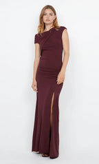Rich Sheath One Shoulder Cap Sleeve Ruched Back Floor Length For Sale Prom Dress