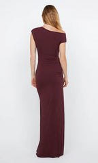 Rich Sheath One Shoulder Cap Sleeve Ruched Back Floor Length For Sale Prom Dress