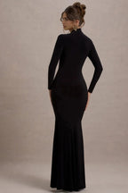 Riveting Mermaid Mock Neck Long Sleeve Back Zipper Floor Length Evening Dress
