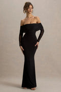 Riveting Mermaid Off Shoulder Sheer Long Sleeve Open Back Floor Length Evening Dress