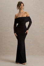 Riveting Mermaid Off Shoulder Sheer Long Sleeve Open Back Floor Length Evening Dress