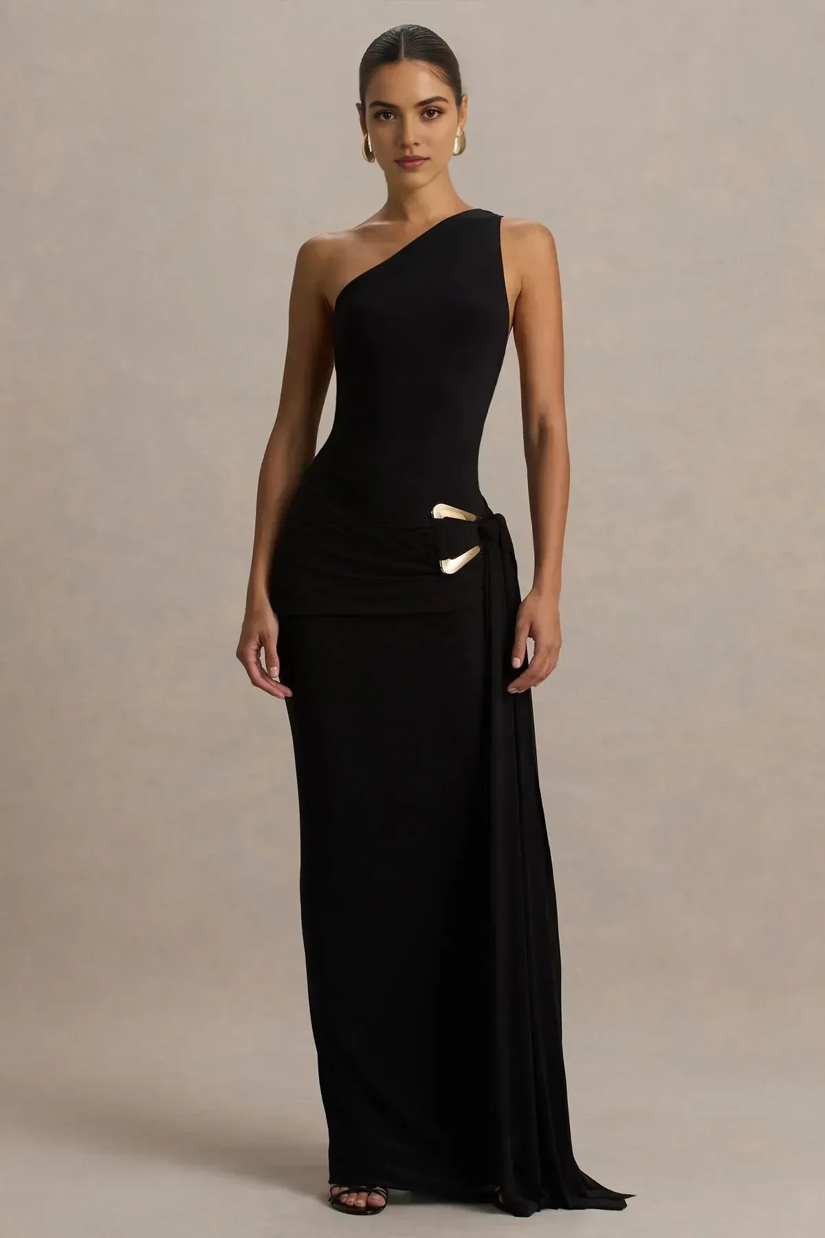 Riveting Mermaid One Shoulder Sleeveless Open Back Floor Length Evening Dress