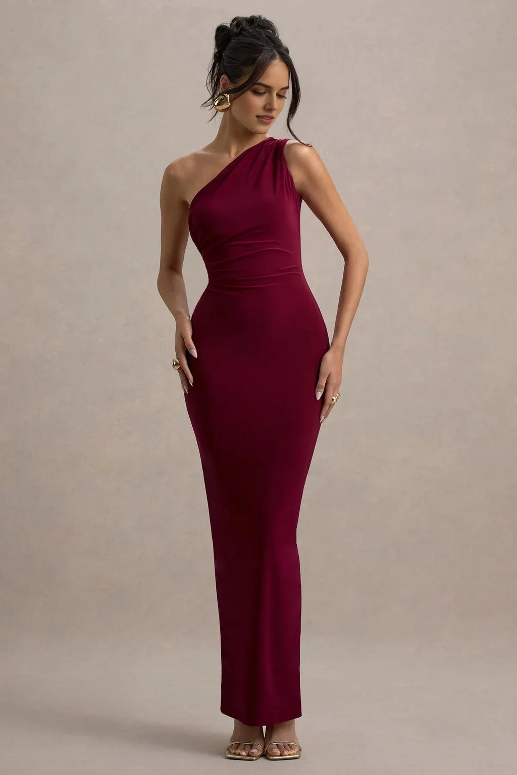 Riveting Mermaid One Shoulder Sleeveless Tie Back High Slit Floor Length Evening Dress