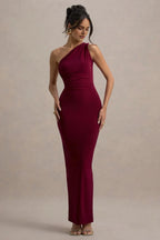 Riveting Mermaid One Shoulder Sleeveless Tie Back High Slit Floor Length Evening Dress