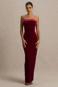 Riveting Mermaid Strapless Bow Detail Back Zipper Floor Length Evening Dress