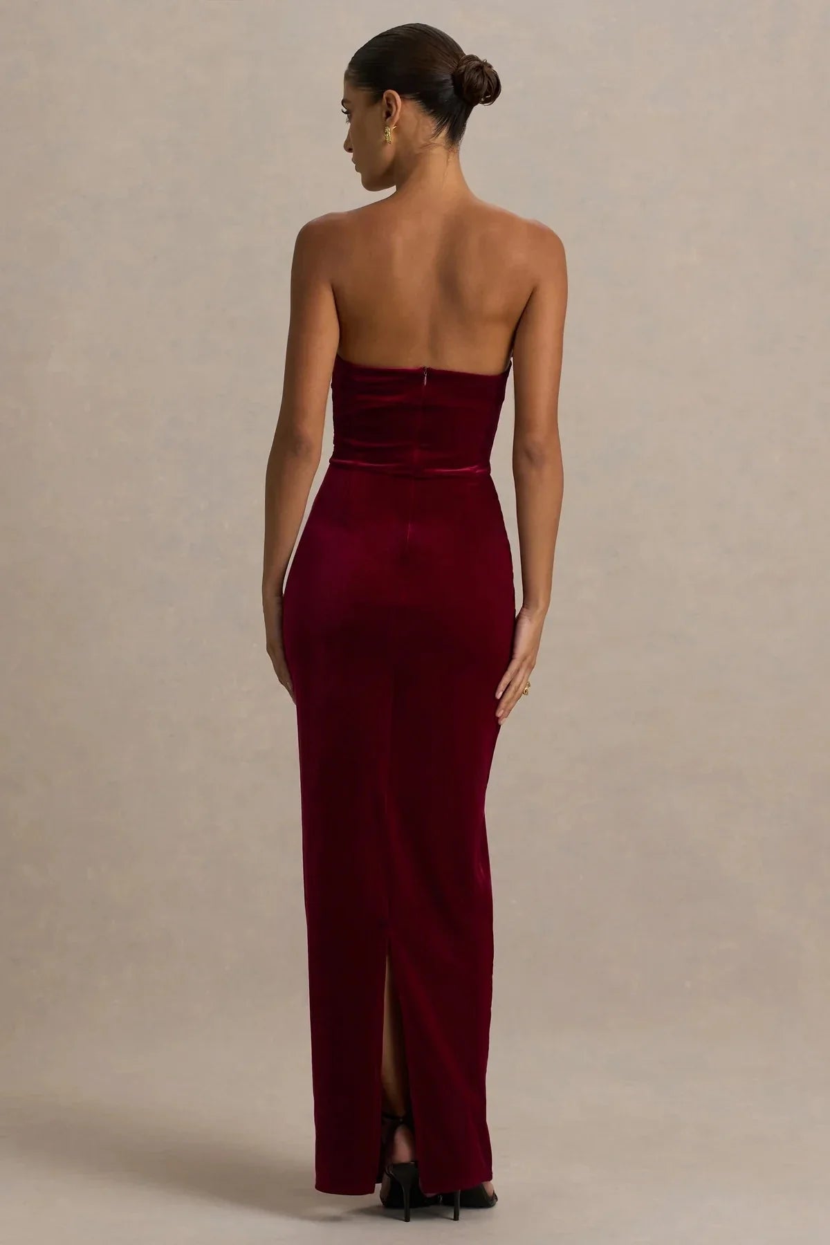 Riveting Mermaid Strapless Bow Detail Back Zipper Floor Length Evening Dress