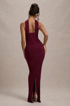 Riveting Mermaid Strapless Detachable Cowl Neck Open Back High Slit Floor Length Evening Dress