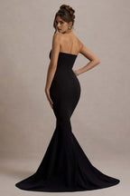 Riveting Mermaid Strapless Sleeveless Open Back Floor Length Evening Dress