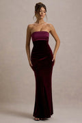Riveting Mermaid Strapless Two Tone Ruched Floor Length Evening Dress