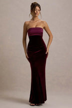 Riveting Mermaid Strapless Two Tone Ruched Floor Length Evening Dress