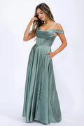Dramatic Mermaid One-Shoulder Cape Sleeve Closed Back Floor Length Prom Dress
