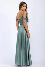 Dramatic Mermaid One-Shoulder Cape Sleeve Closed Back Floor Length Prom Dress