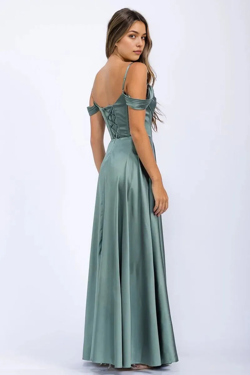 Dramatic Mermaid One-Shoulder Cape Sleeve Closed Back Floor Length Prom Dress