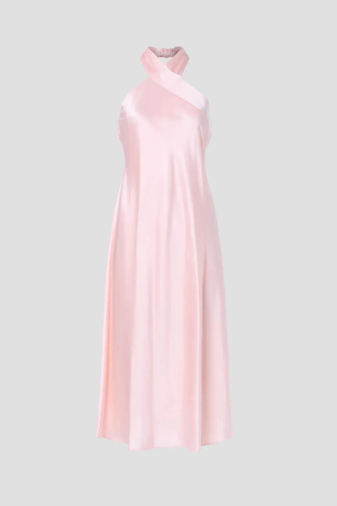 Romantic A Line Crisscross Halter Neck Sleeveless Tie Back Midi Length Plus Size Prom Dress