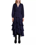 Romantic A-Line Deep V Neck Puff Sleeve Smocked Back Asymmetrical Midi For Ladies Prom Dress