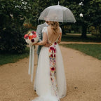 Romantic A-Line Deep V Neck Short Sleeve Maxi Floral Dress