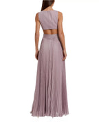 Romantic A Line Deep V Neck Sleeveless Cutout Back Floor Length For Women Prom Dress