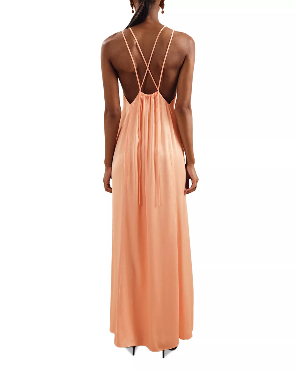 Romantic A-Line Halter Neck Sleeveless Cross Back Slit Floor Length Female Prom Dress