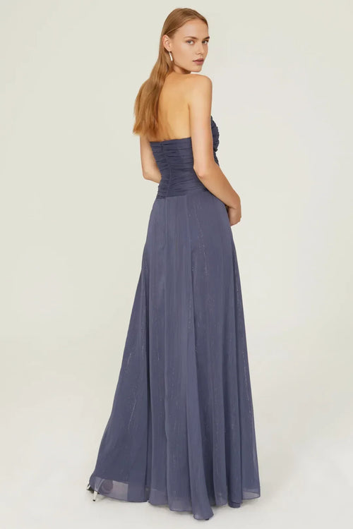 Romantic A Line Halter Neck Sleeveless Cutout Waist High Slit Floor Length Plus Size Prom Dress