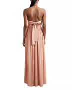 Romantic A Line Halter Neck Sleeveless Tie Back Floor Length Hot Sale Prom Dress
