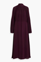 Romantic A Line High Neck Puff Sleeve Tie Back Floor Length Plus Size Evening Dress