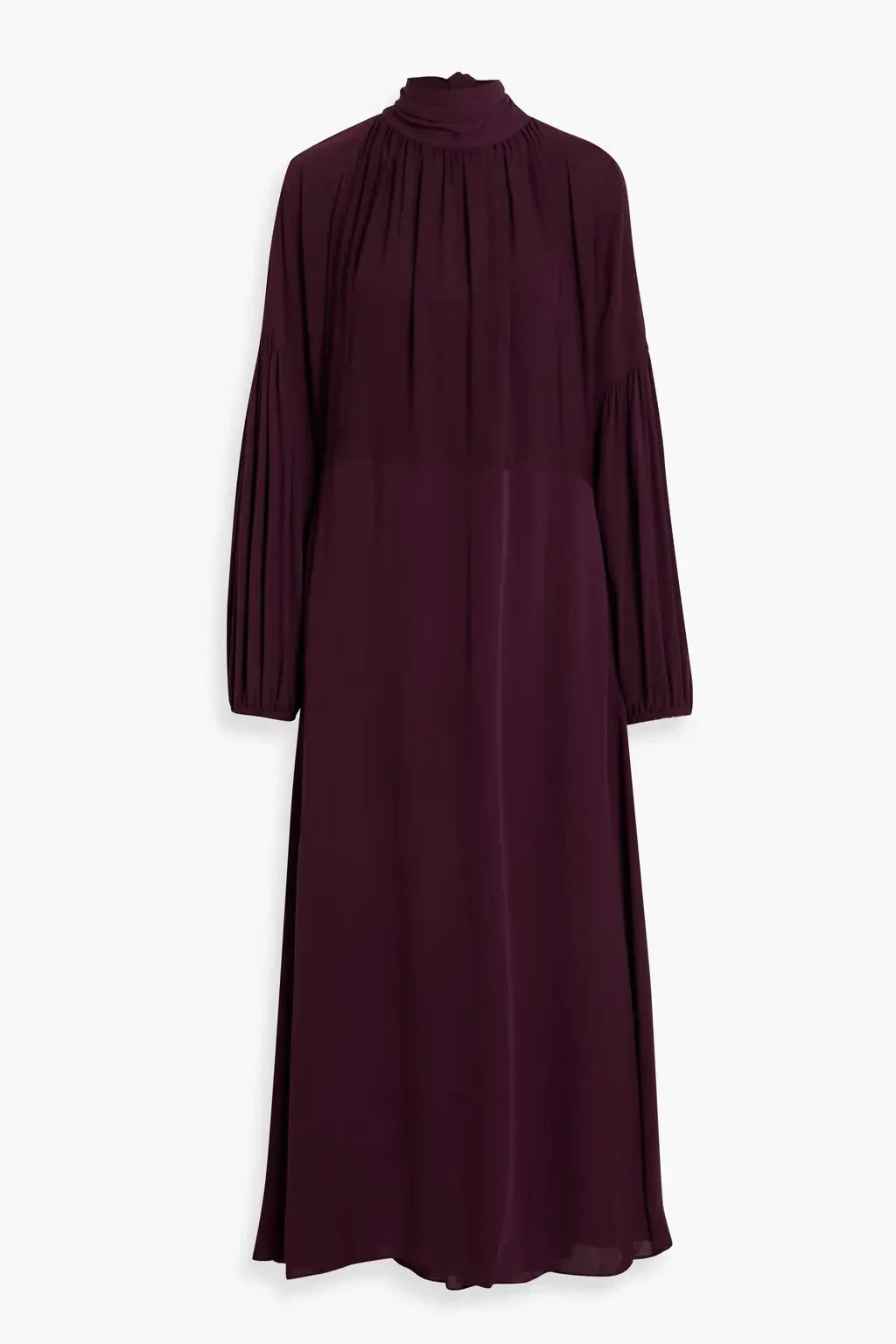 Romantic A Line High Neck Puff Sleeve Tie Back Floor Length Plus Size Evening Dress