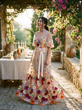 Romantic A-Line High Neck Short Sleeve Maxi Floral Dress