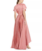 Romantic A Line Keyhole Neck Cape Sleeve Zipper Back High Low Prom Dress