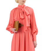Romantic A-Line Mock Neck Puff Sleeve Ruched Back Floor Length For Ladies Prom Dress