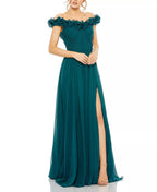 Romantic A Line Off the Shoulder Ruffled Bodice Open Back Floor Length For Sale Prom Dress