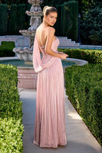 Romantic A-Line One Shoulder Sleeveless Lace Up Back Floor Length Prom Dress
